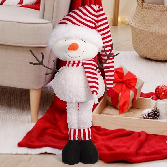 Other - Christmas Standing Snowman Figurine Extendable Plush Doll With Telescopic Legs